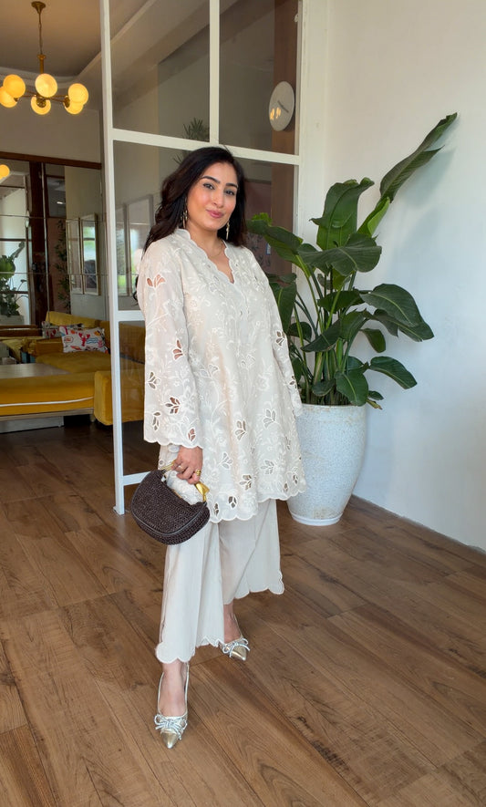 The Ivory Schiffli Kurta Set
