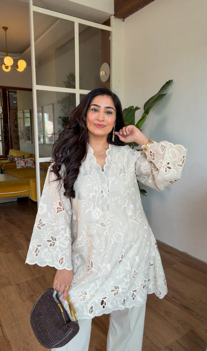 The Ivory Schiffli Kurta Set