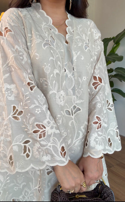 The Ivory Schiffli Kurta Set
