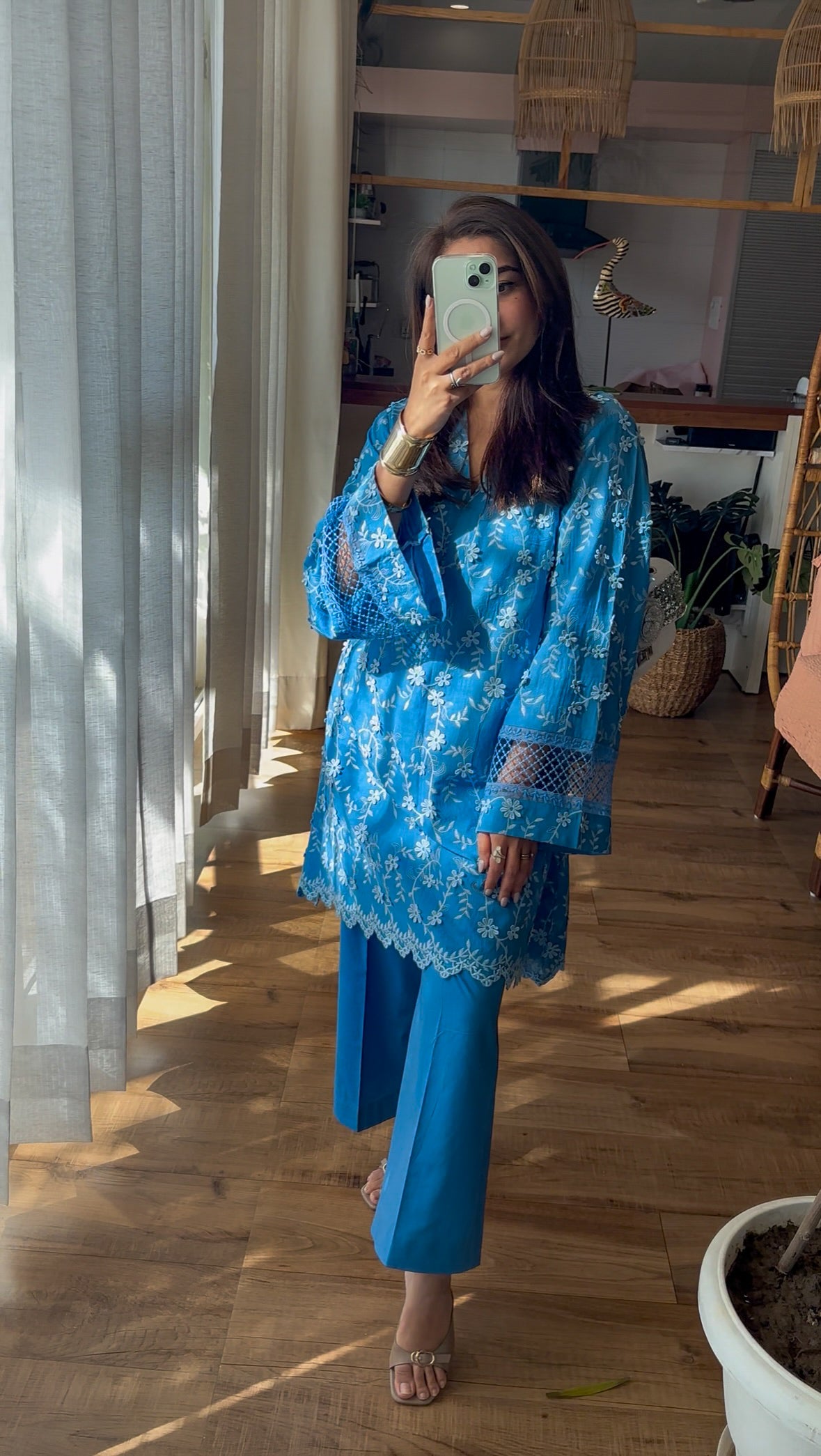 Blue Floral Kurta Set