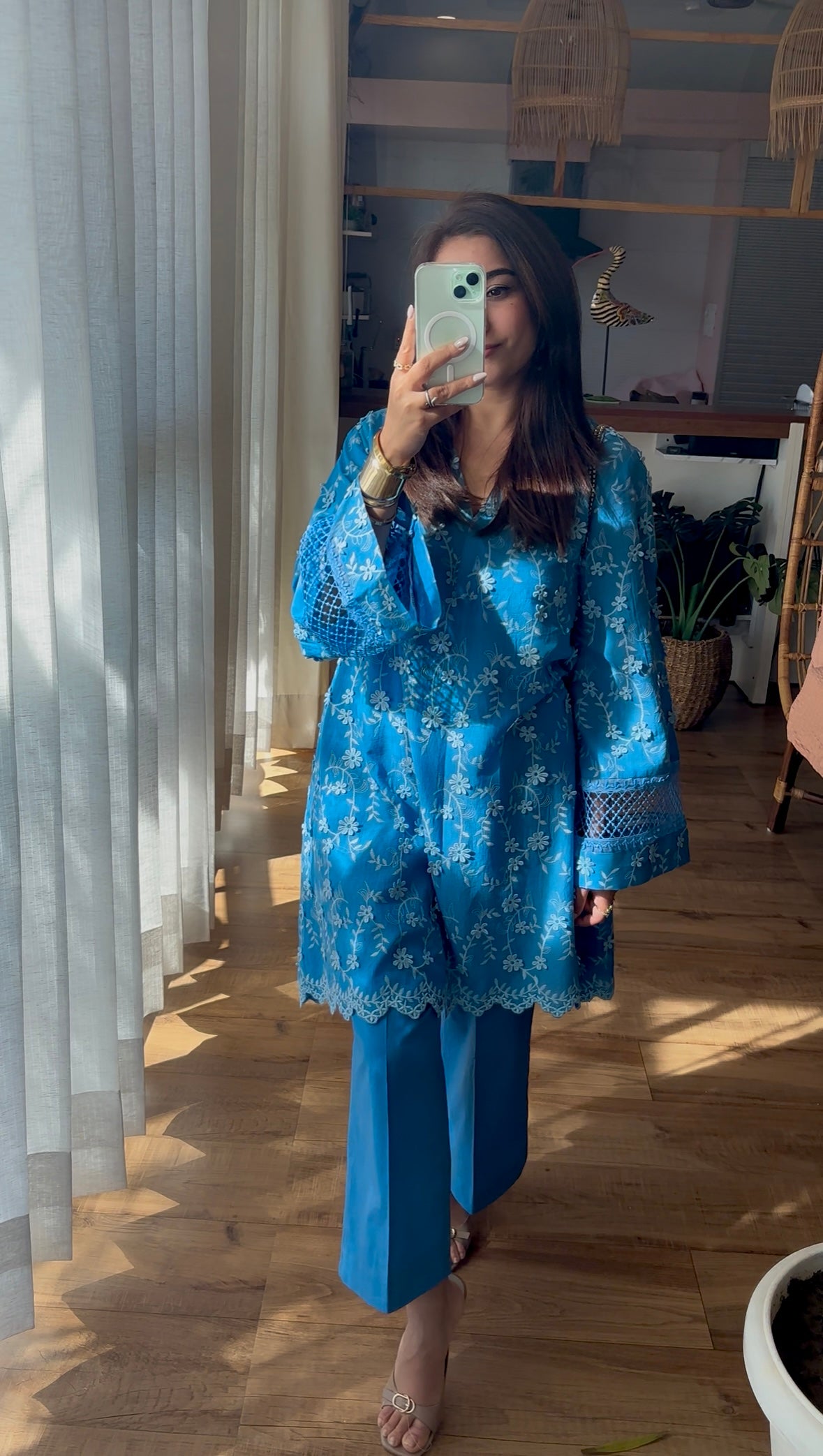 Blue Floral Kurta Set