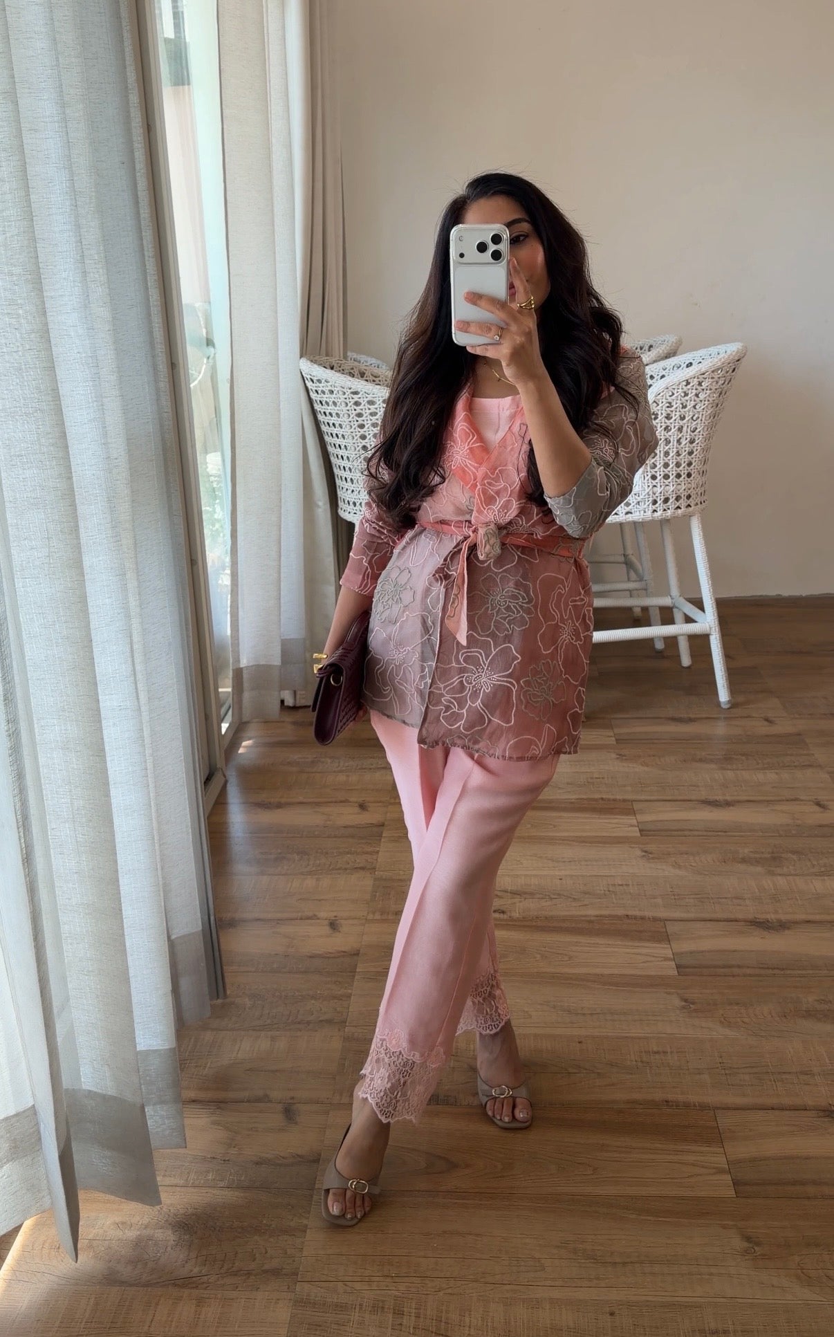 Ombre Organza set in blush pink