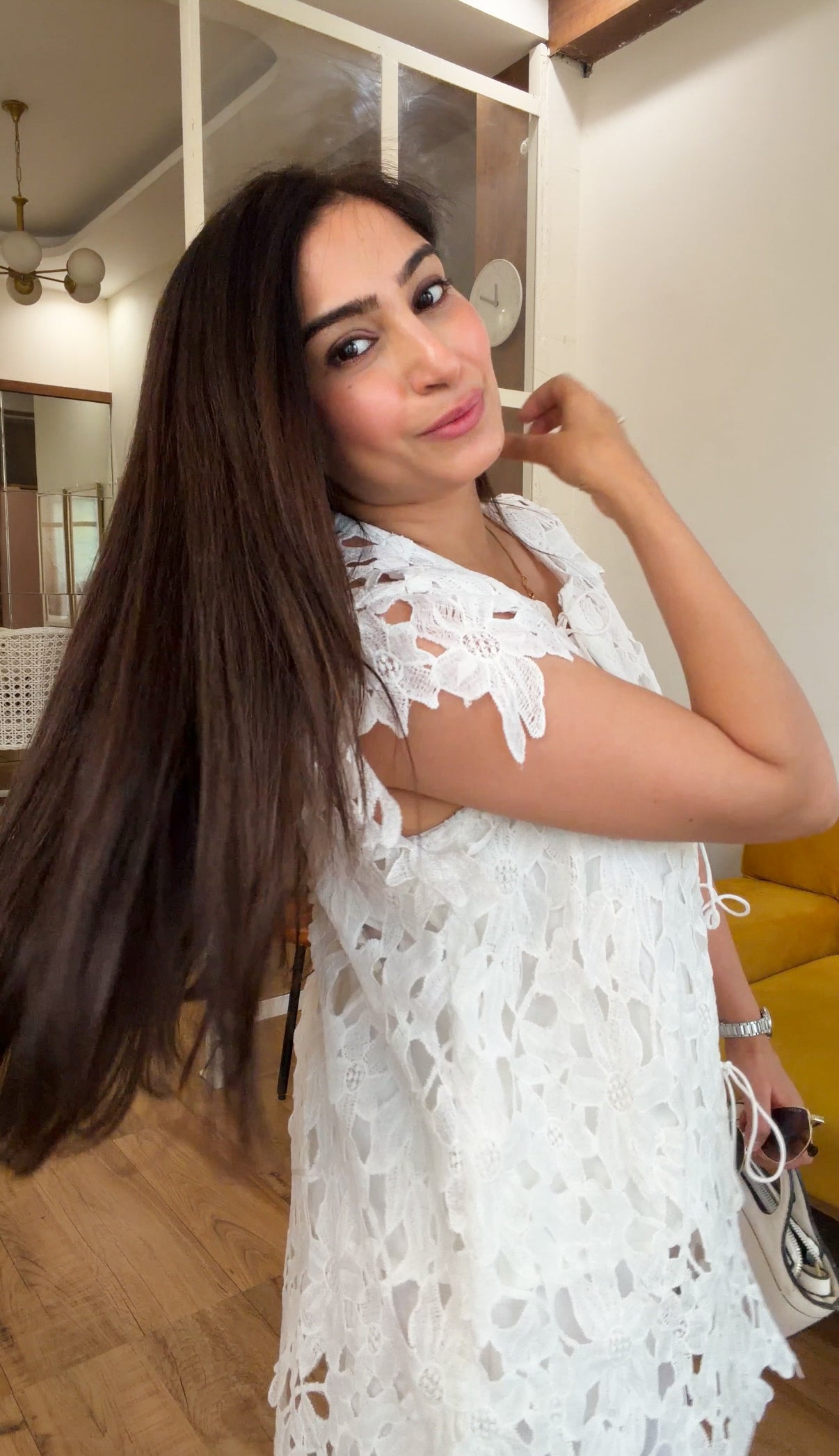 White Floral Lace Overlay