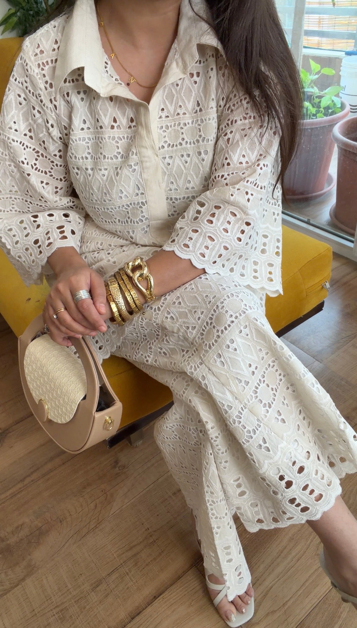 White Schiffli Co-ord Set