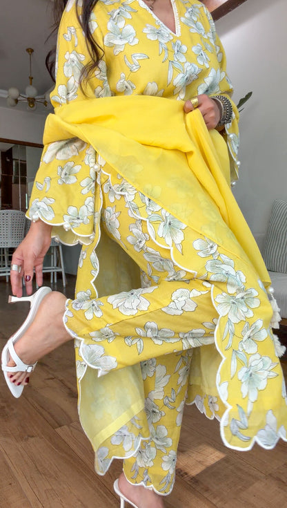 Yellow Bloom Kurta Set