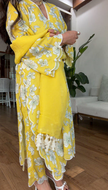 Yellow Bloom Kurta Set