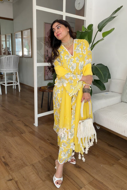 Yellow Bloom Kurta Set