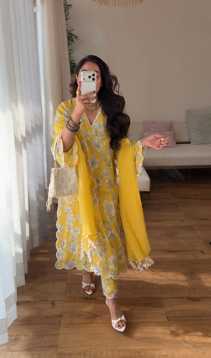Yellow Bloom Kurta Set