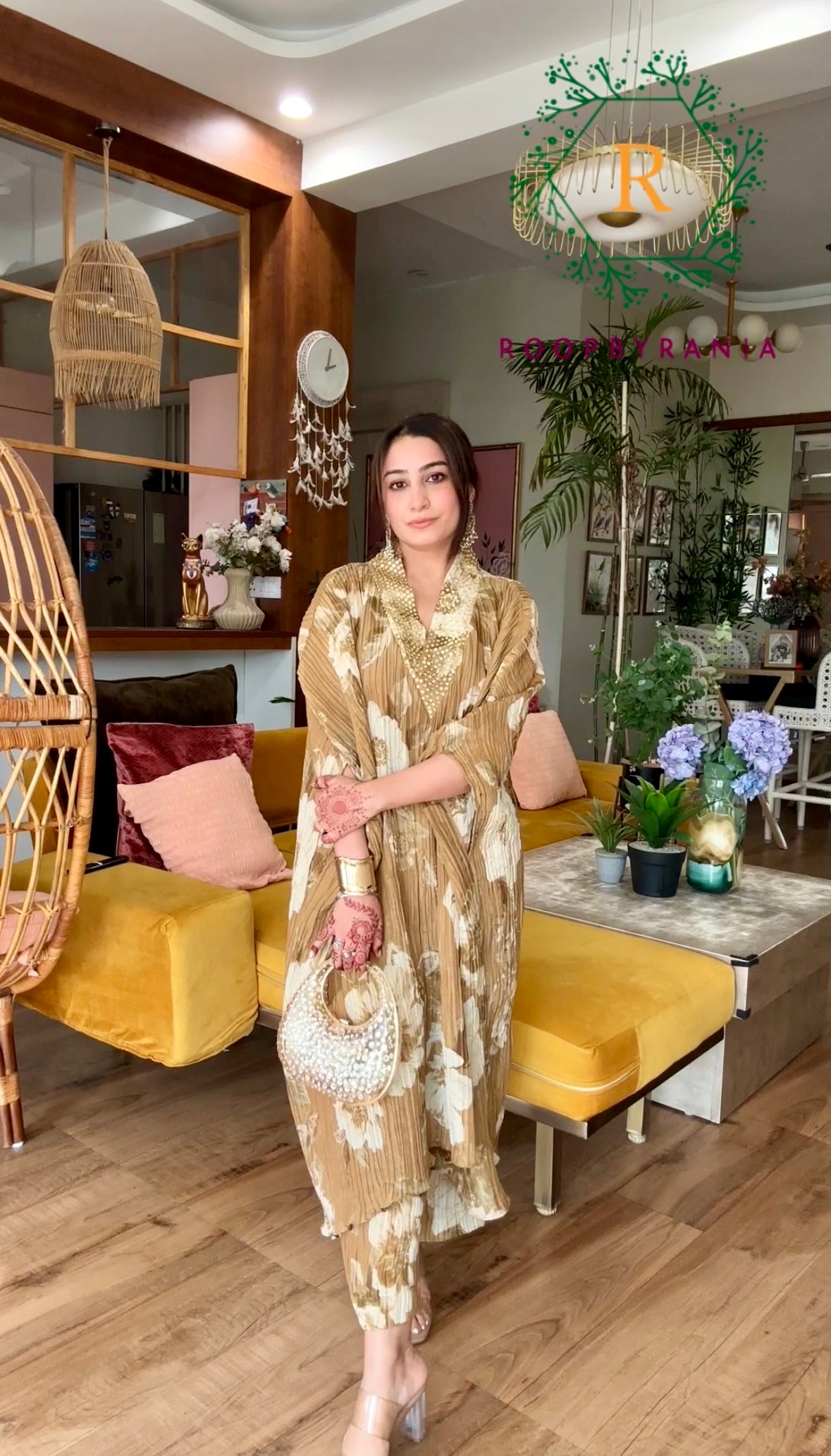 Wrinkle Tissue Kaftan kurta set