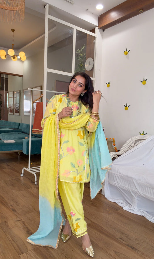 Lime silk gota set