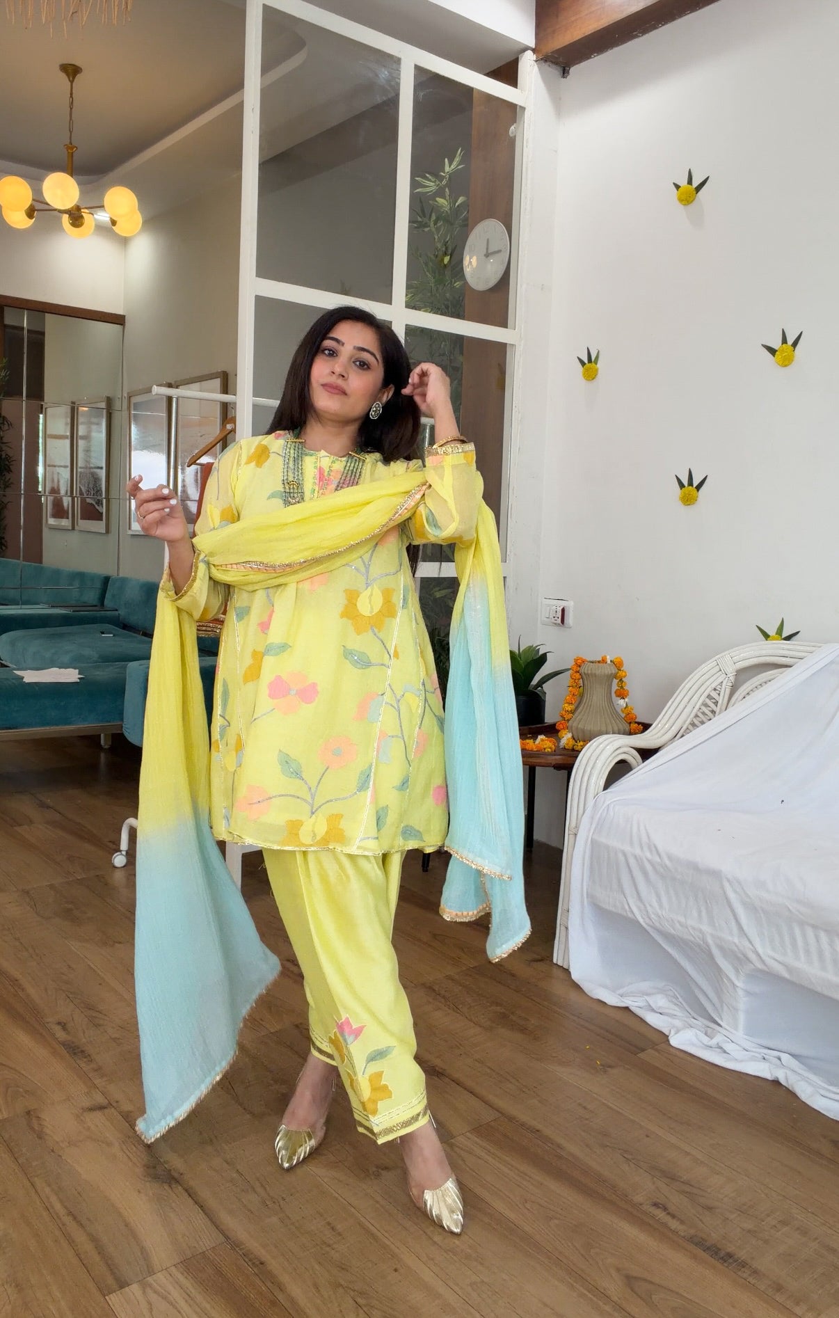 Lime silk gota set