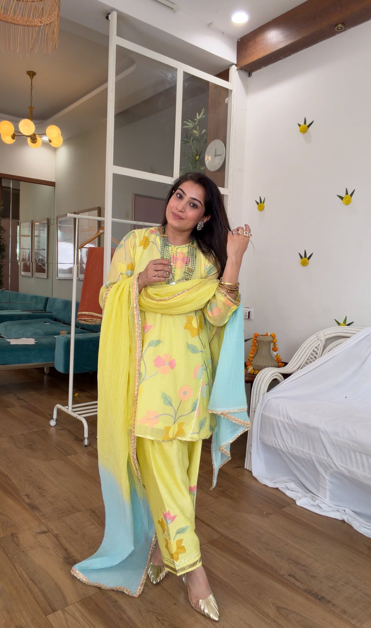 Lime silk gota set