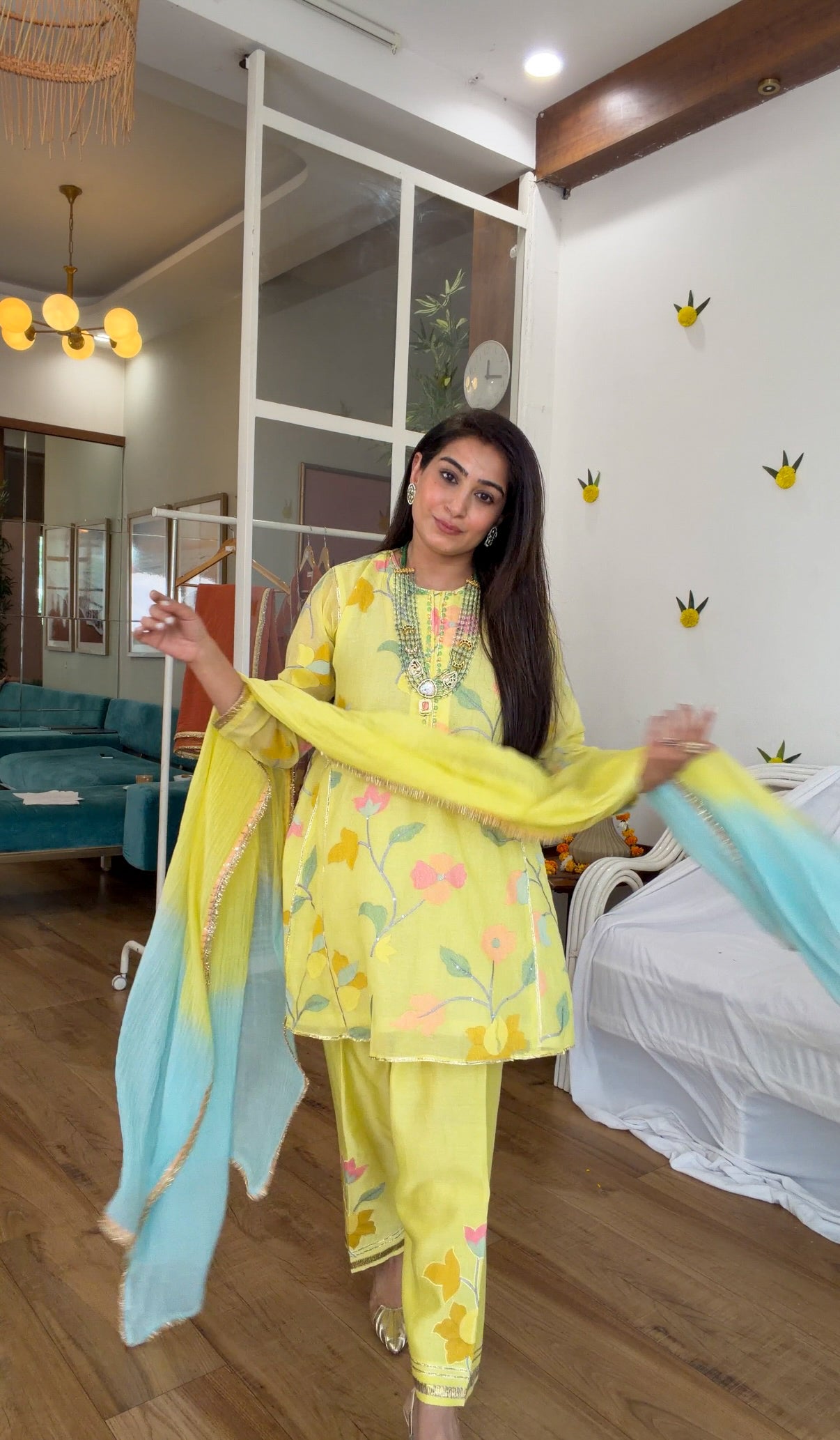 Lime silk gota set