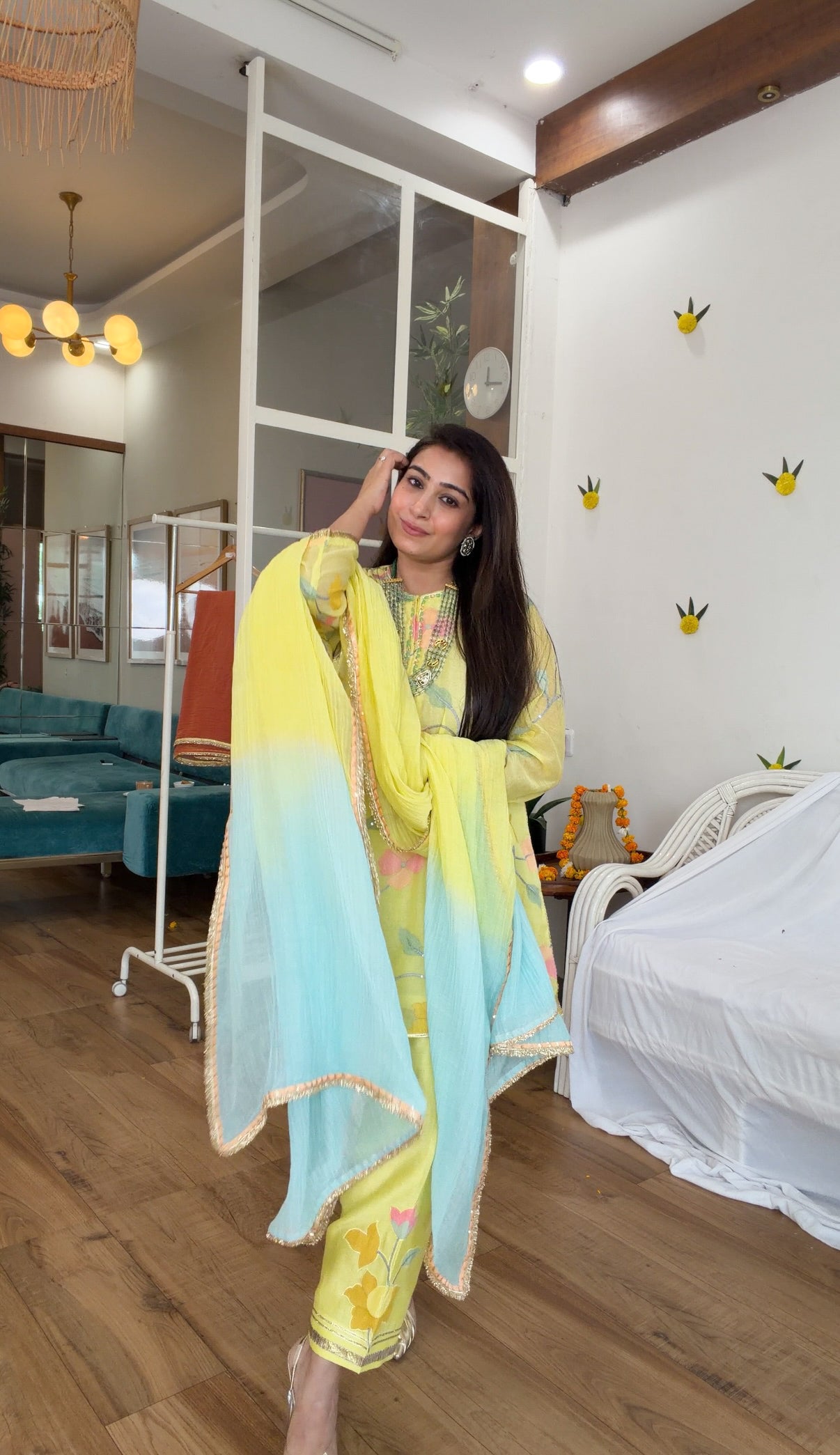 Lime silk gota set
