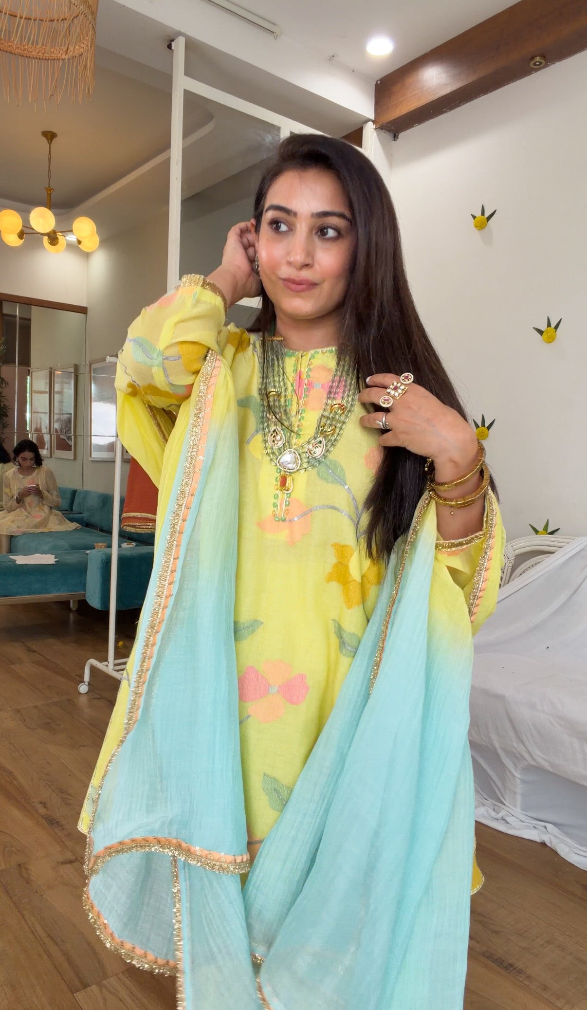 Lime silk gota set