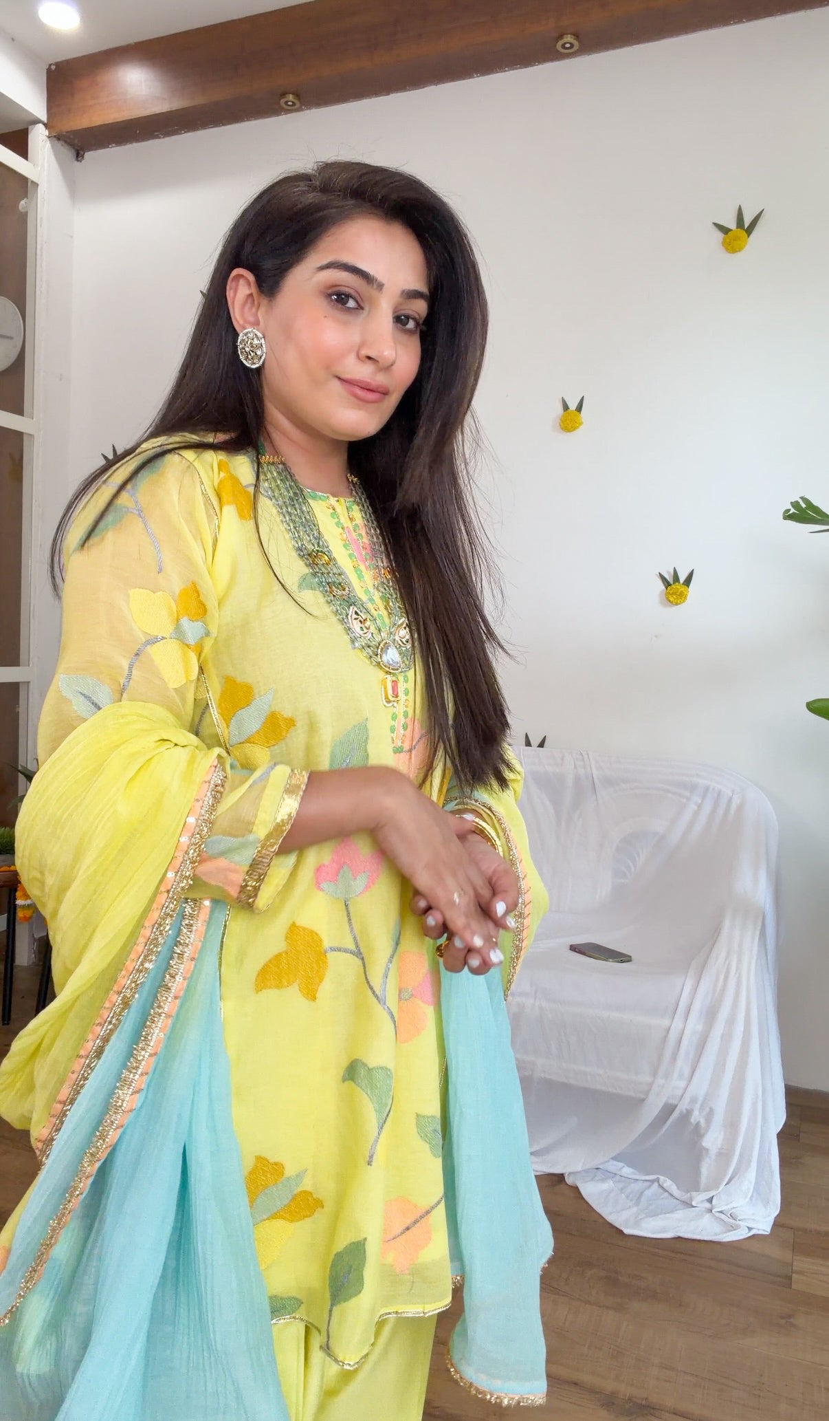 Lime silk gota set