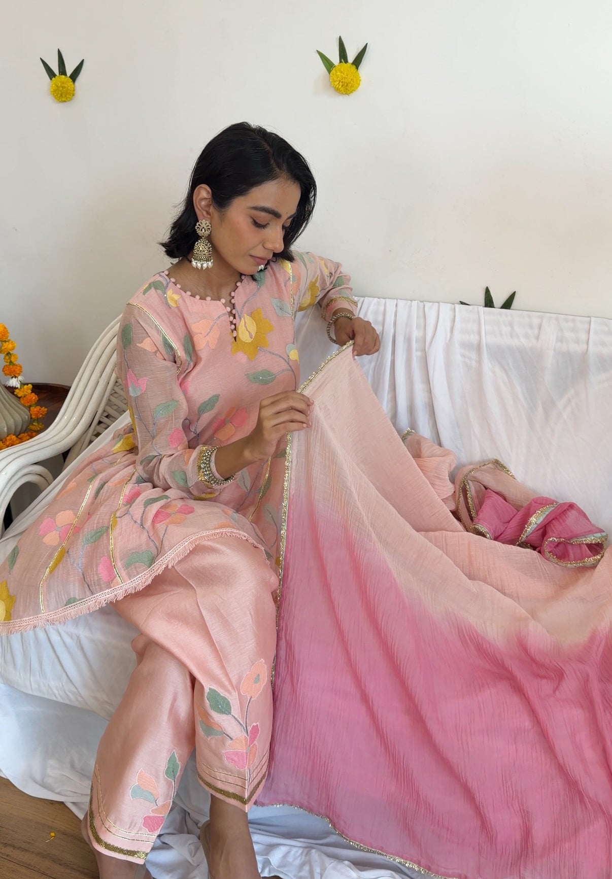 Peach Pink Gota Set