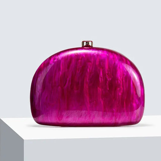 Fuchsia Marble Dome Clutch