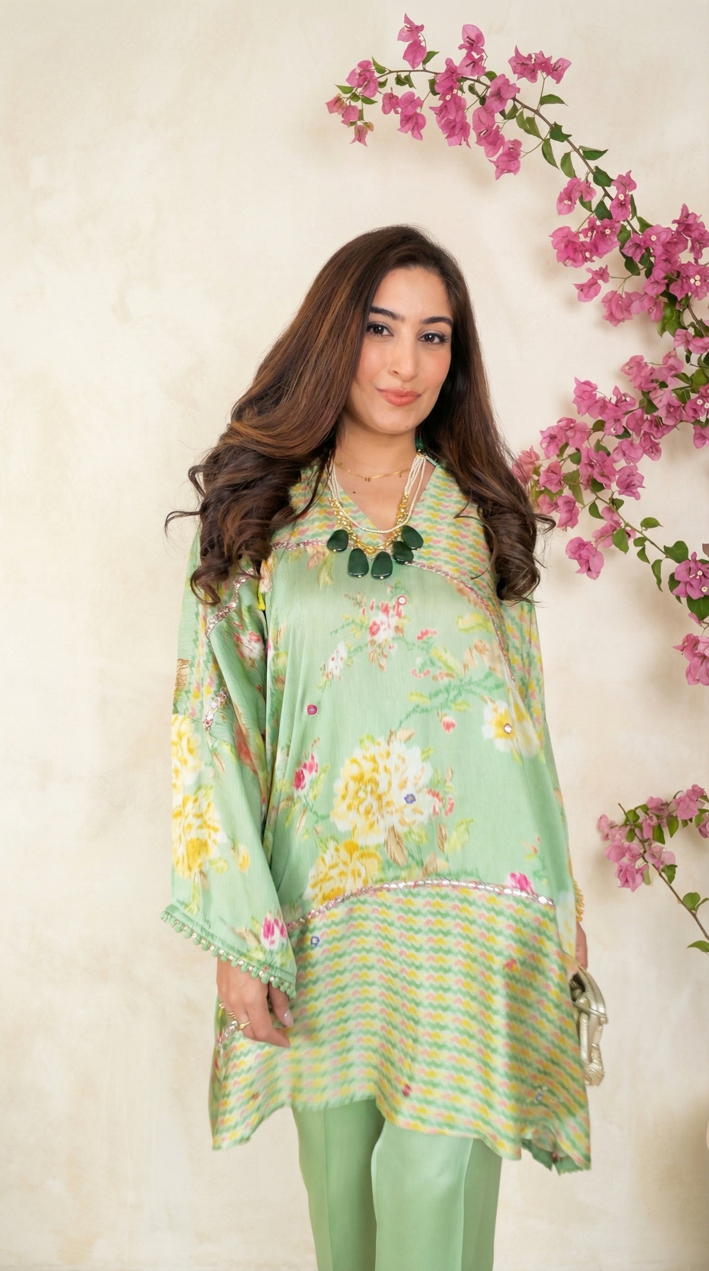BLOOM PASTEL KURTA SET : PISTA GREEN