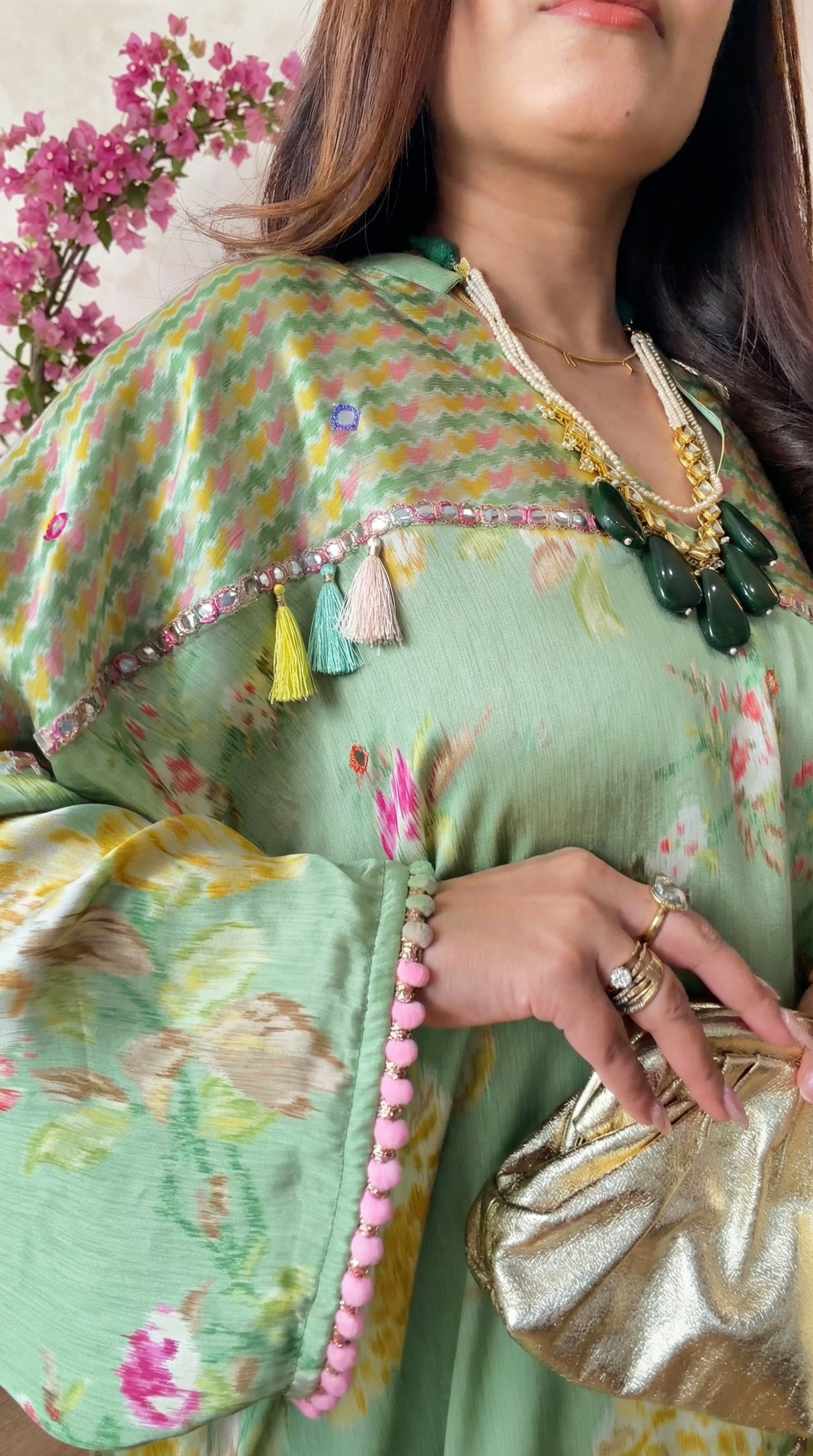 BLOOM PASTEL KURTA SET : PISTA GREEN