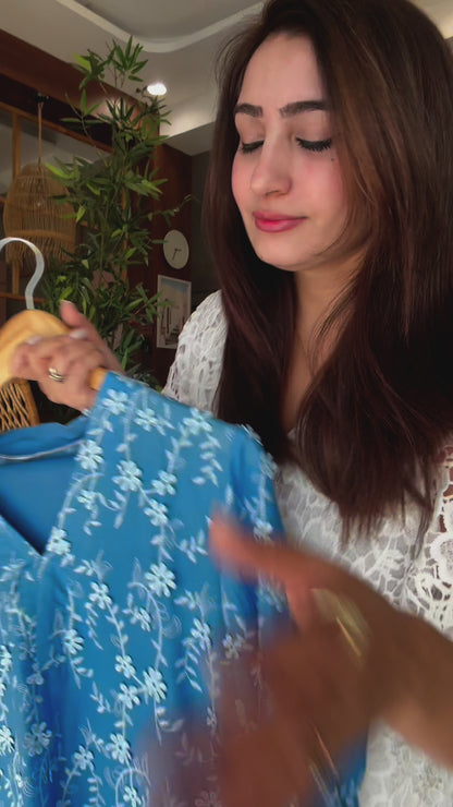 Blue Floral Kurta Set