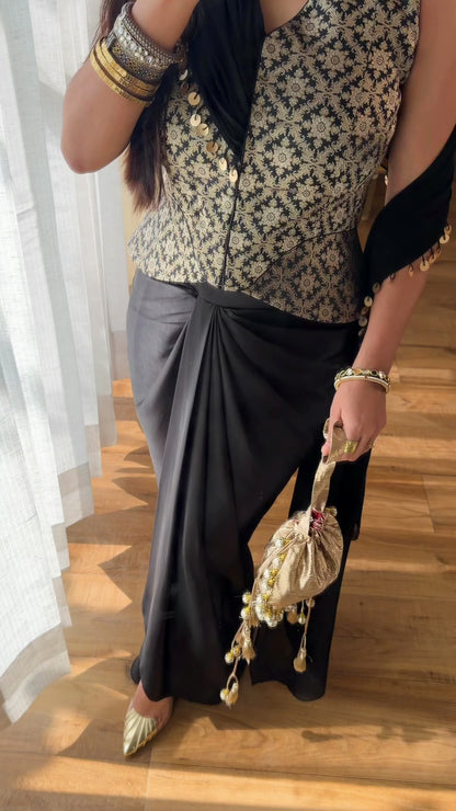Banarasi Brocade Corset with Drape Skirt