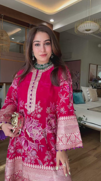 Pure Crepe Zari-work Kurta Set